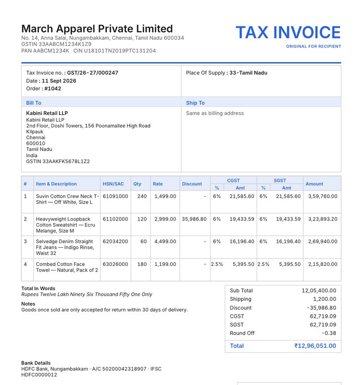 Modern GST invoice layout